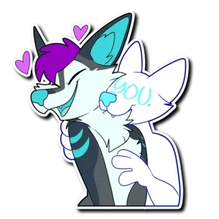 👅 you furry, hug, anthropomorphic, affectionate, cute, cuddle, fursuit, love telegram sticker