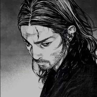 🤍 Miyamoto Musashi Vagabond Manga, Samurai, Schwertkämpfer, Schwert, Narben telegram sticker