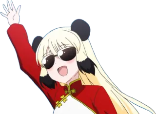 👋 Anime, Hoạt hình, Gấu trúc, Cô gái, Kính râm, Dễ thương telegram sticker