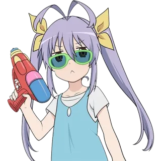 😎 Anime, Mädchen, Wasserpistole, Cartoon, Charakter, Aufkleber telegram sticker