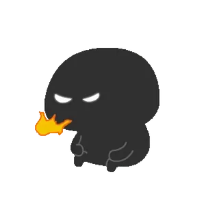 😡 Cartoon, Dämon, Feuer, Wütend, Schwarz telegram sticker