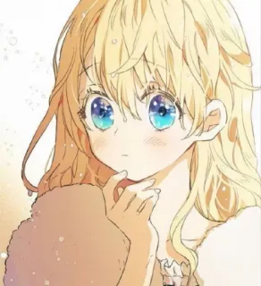 🤍 anime girl, blonde hair, blue eyes, cartoon, cute, illustration whatsapp sticker