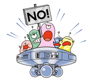 😠 NO! 宇宙人, 抗議, 漫画, 宇宙船, ネガティブ, 拒否 whatsapp sticker