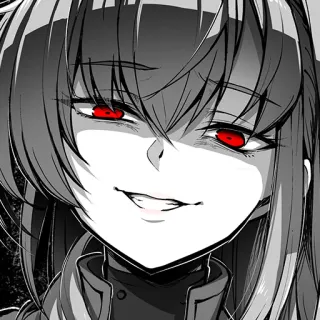 😁 Anime, Manga, Malvado, Ojos rojos, Sonrisa burlona, Personaje telegram sticker