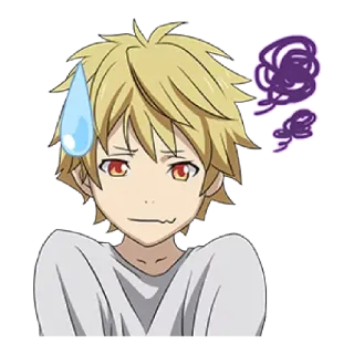 😓 Anime, Menino, Confuso, Suor, Expressão, Desenho animado, Preocupado whatsapp sticker