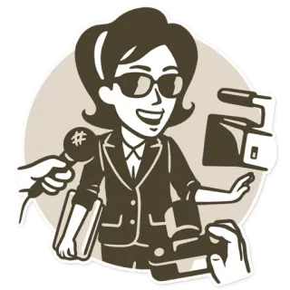 🔵 reportero, entrevista, noticias, medios, micrófono, cámara telegram sticker
