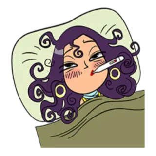 😖 krank, fieber, thermometer, erkrankt, erkältung, grippe telegram sticker