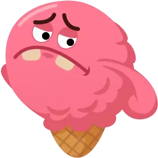 😒 мороженое, грустный, десерт, рожок, еда telegram sticker