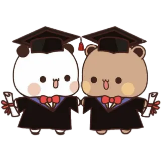 🧑‍🎓 รับปริญญา, หมี, แพนด้า, การ์ตูน, น่ารัก, ฉลอง telegram sticker