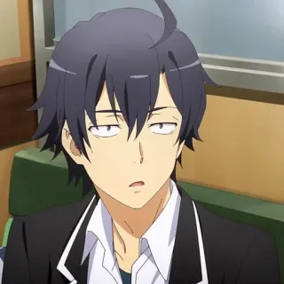 🫓 Hachiman Hikigaya My Teen Romantic Comedy SNAFU อนิเมะ, ตัวละคร, ฮาจิมัง ฮิคิกายะ, SNAFU, oregairu, วัยรุ่น, ตลก whatsapp sticker