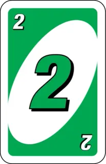 💚 uno, card, game, number, green, two whatsapp sticker