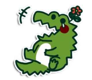 🐊 alligator, crocodile, fleur, dessin animé, mignon, animal telegram sticker