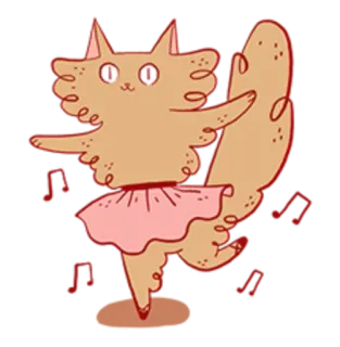 💃 кот, балет, пачка, танец, музыка, мультфильм, животное, балерина telegram sticker