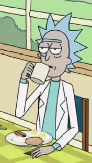 ☕ Rick Sanchez Rick and Morty rick and morty, rick sanchez, adult swim, cartoon, tv serie, ontbijt, koffie telegram sticker
