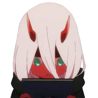 😔 Zero Two Darling in the Franxx anime, cute, zero two, darling in the franxx telegram sticker
