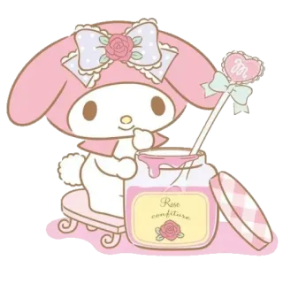 🌸 My Melody Rose confiture 마이멜로디, 귀여운, 산리오, 카와이, 잼, 장미, 콩피튀르 whatsapp sticker