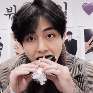 🔈 V V, BTS, K-Pop, manger, célébrité telegram sticker