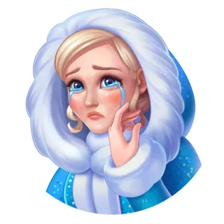 😭 traurig, weinen, Cartoon, Frau, Winter, emotional whatsapp sticker