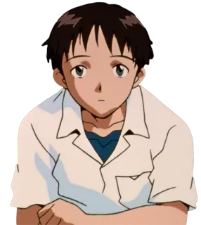 😕 Shinji Ikari Neon Genesis Evangelion animé, personnage, triste, garçon, Evangelion telegram sticker