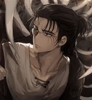 🖤 Eren Yeager Attack on Titan エレン・イェーガー, 進撃の巨人, アニメ, マンガ, キャラクター, ファンタジー telegram sticker
