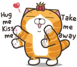 😁 Hug me
Kiss me
Take me away Katze, süß, Sticker, Umarmung, Kuss, Tier telegram sticker