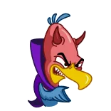 😈 дьявол, мультфильм, птица, злой, злой, демон telegram sticker