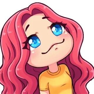 😀 Мультфильм, Розовые волосы, Мило, Девушка telegram sticker