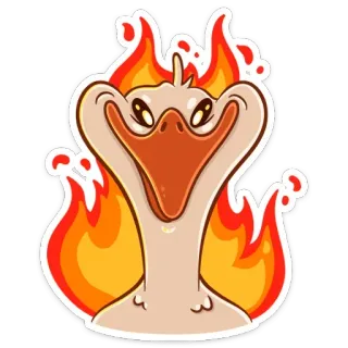 🔥 goose, animal, fire, cartoon, sticker whatsapp sticker