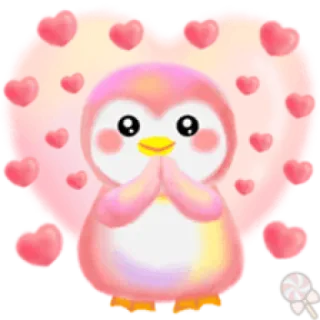 💕 ペンギン, かわいい, カワイイ, ピンク, ハート, 愛, 動物, 漫画 telegram sticker