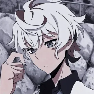 🤔 Anime, Cheveux blancs, Personnage, Yeux gris telegram sticker