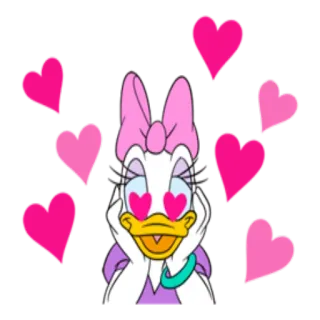❤ Daisy Duck hoạt hình, Disney, tình yêu, trái tim, vịt Daisy telegram sticker