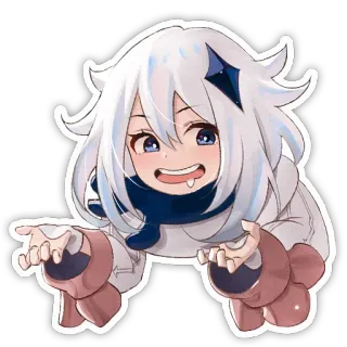 🤤 Paimon Genshin Impact Паймон, Genshin Impact, Аниме, Игра, Персонаж, Белые Волосы, Аниме Девушка telegram sticker