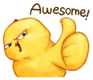 🐤 Awesome! frango, incrível, positivo, polegar para cima, fofo whatsapp sticker
