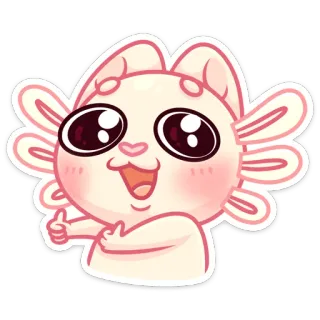👍 aksolotl, słodkie, kawaii, kciuk w górę, naklejka whatsapp sticker