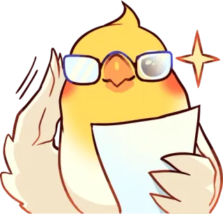 👓 オカメインコ, 鳥, メガネ, 賢い, 紙, かわいい, 動物, ステッカー telegram sticker