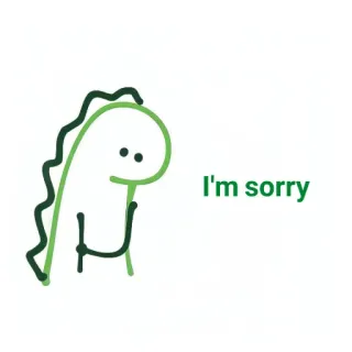 ✨ I'm sorry przeprosiny, dinozaur, kreskówka, słodki, przepraszam, przepraszający telegram sticker