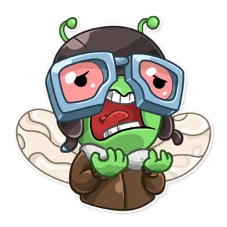 😫 inseto, piloto, desenho animado, óculos, engraçado, adesivo telegram sticker