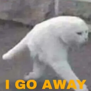 😐 I GO AWAY cat, white, walking, leaving, meme telegram sticker
