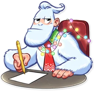 👨‍💼 Yeti, Weihnachten, Cartoon, Schreiben, Feiertage, Schreibtisch telegram sticker