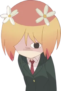 😶 Anime, Garota, Personagem, Uniforme escolar, Flores, Triste telegram sticker