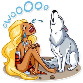 😭 OWOOO femme, loup, hurlement, pleurer, rire, sticker, dessin animé whatsapp sticker