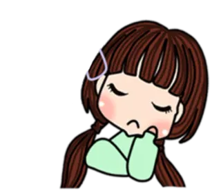 🙇 Desenho animado, Garota, Triste, Emoção, Kawaii, Fofo telegram sticker