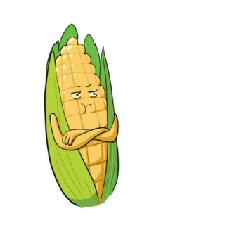 ☹️ mais, verdura, cibo, cartone animato, illustrazione whatsapp sticker