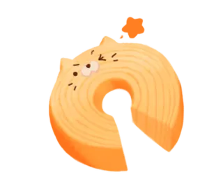 🤩 แมว, เบาม์คูเฮน, เค้ก, ของหวาน, อาหาร, คาวาอิ, น่ารัก whatsapp sticker