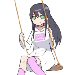 👻 GAME OVER Anime, Cartoon, Game over, Meisje, Schommel whatsapp sticker