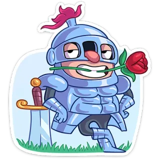 🌹 ksatria, zirah, mawar, karakter, stiker telegram sticker