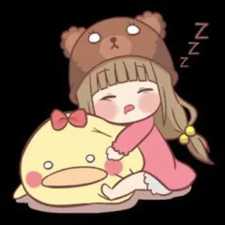 😴 ZZZZ мультфильм, девочка, сонный, утка, милый, аниме telegram sticker