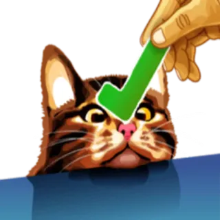 👍 кот, котенок, галочка, чек, зеленый, одобрение, милый, питомец, животное whatsapp sticker