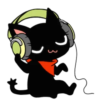 🎧 chat, casque, musique, kawaii, animal, mignon telegram sticker