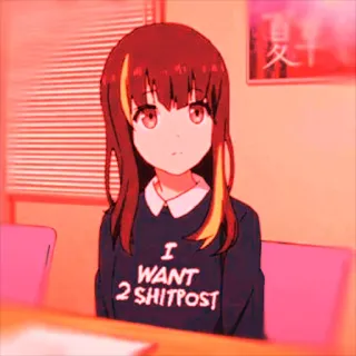 😔 I WANT 2 SHITPOST аниме девушка, шитпост, манга, мем, интернет сленг telegram sticker